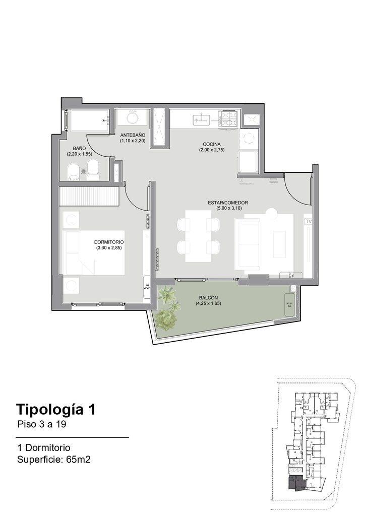 Bucaré Altus Un Dormitorio Tipología 01