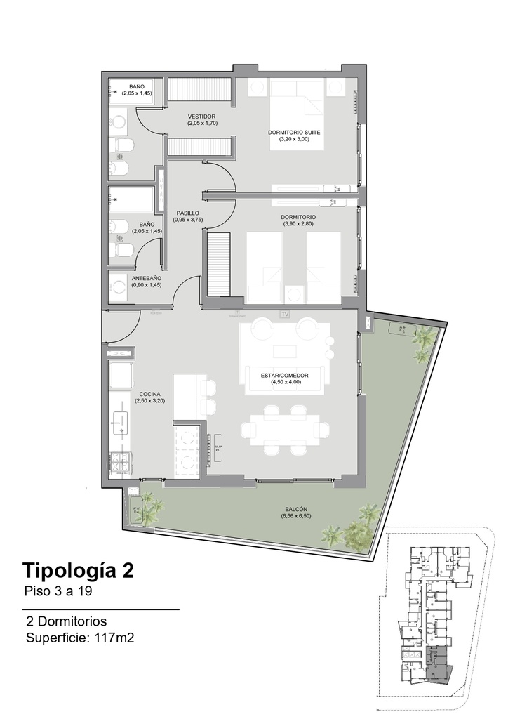 Bucaré Altus Dos Dormitorio Tipología 02