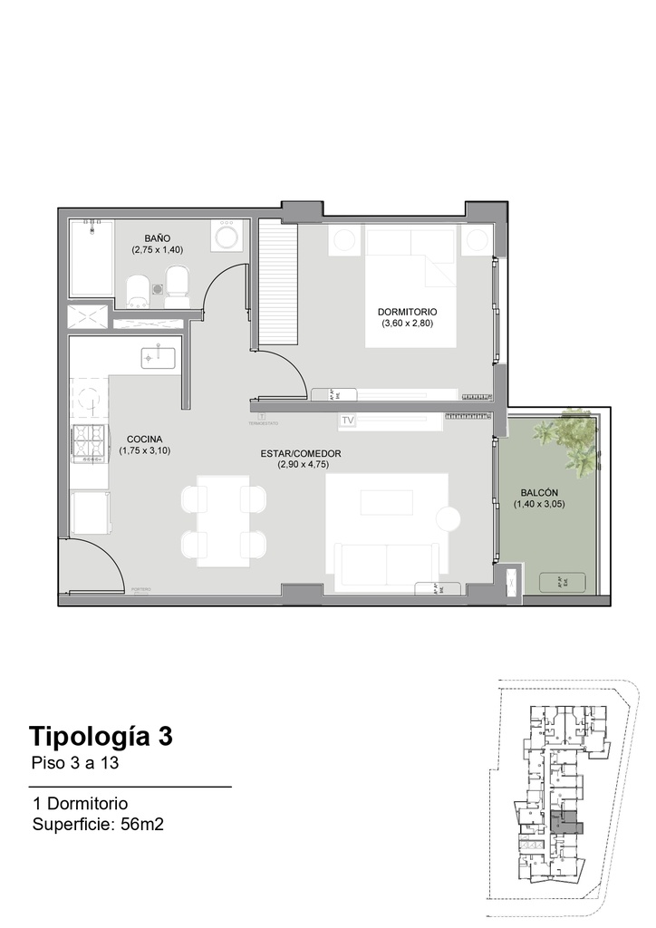 Bucaré Altus Un Dormitorio Tipología 03