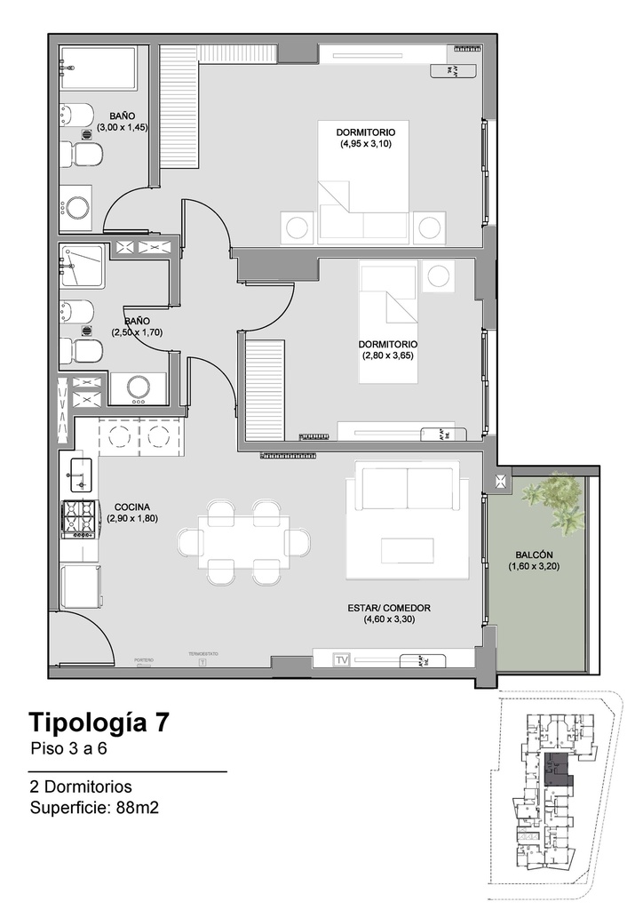 Bucaré Altus Dos Dormitorio Tipología 07