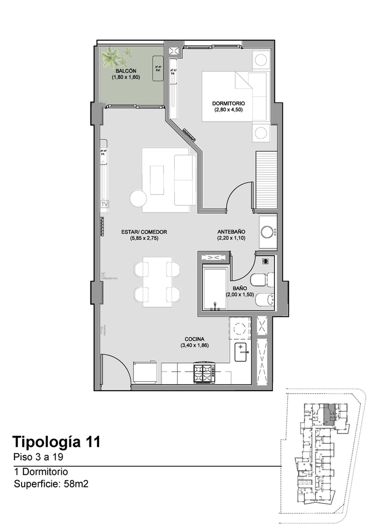 Bucaré Altus Un Dormitorio Tipología 11